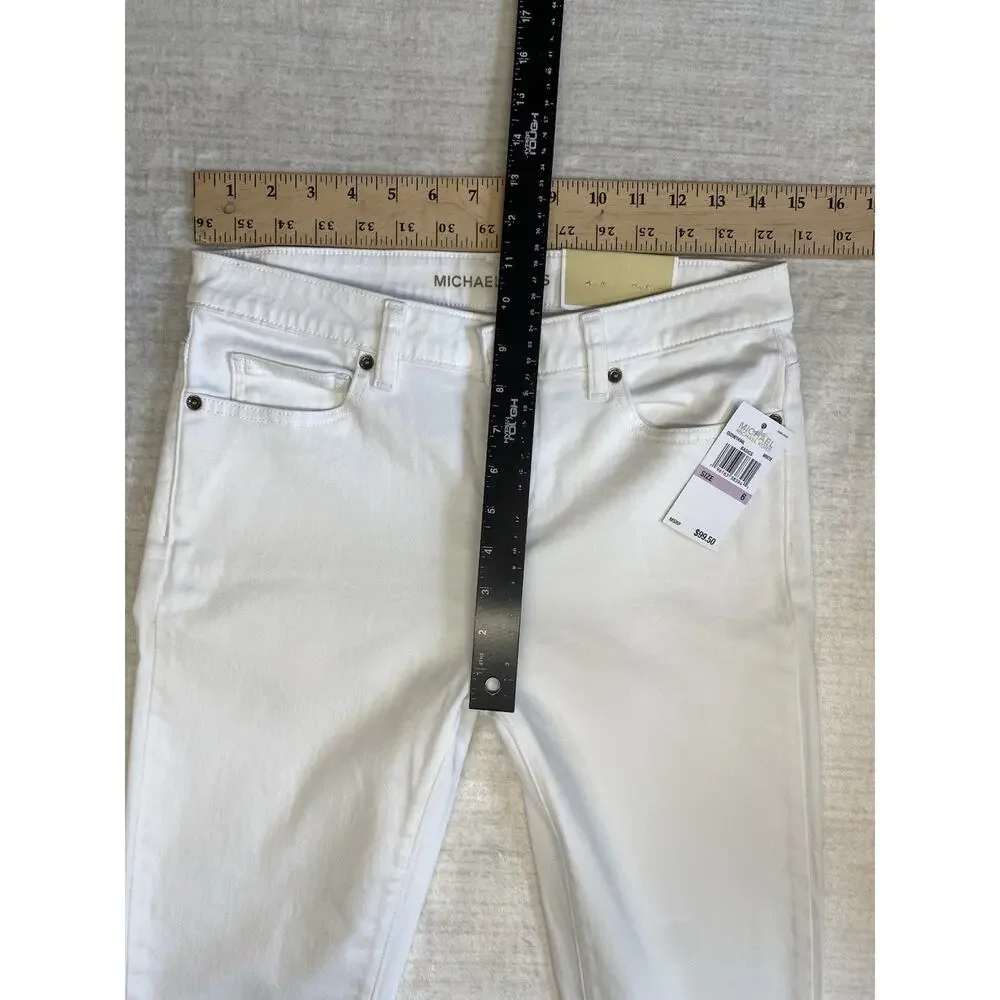 Michael Kors Jeans Womens 6 NEW Izzy Skinny Ankle White Stretch Coastal Denim